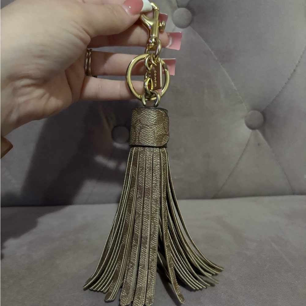 Coach signature bag charm coach keychain tassel